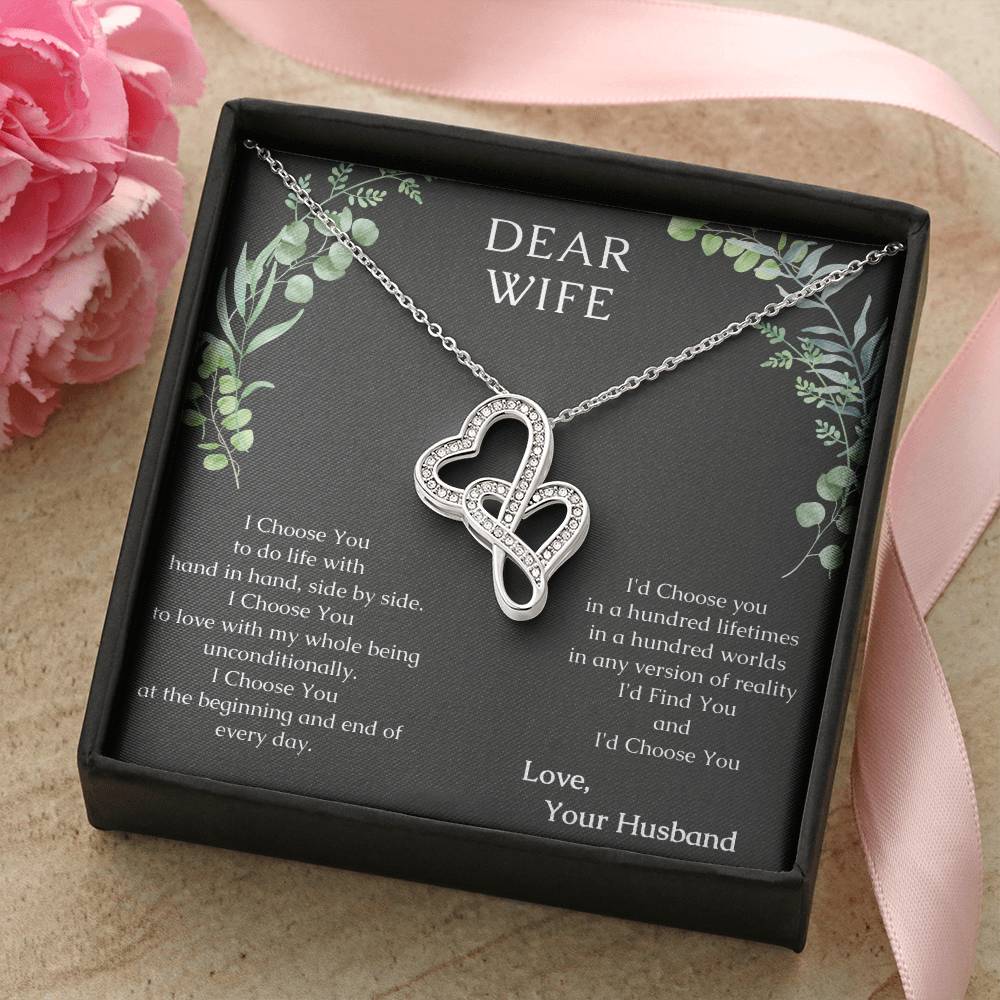 Dear Wife A Special Necklace To Warm Her Heart - Love Your Husband - To My Dear Wife Gift Necklace Wife Necklace From Double Hearts Necklace