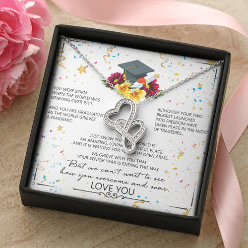 Graduation Gift Ideas - September 11 2001 - Gift From Mom Dad - Graduation Necklace - College Graduated Gift - Gift F Double Hearts Necklace