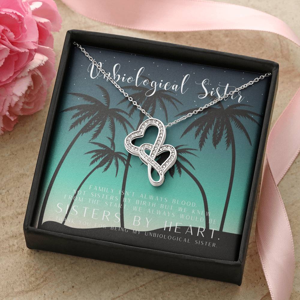 Unbiological Sister Necklace Unbiological Sister Gift Best Friend Necklace Big Little Sorority Soul Sister Bridesmaid Double Hearts Necklace