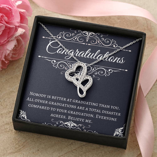 Funny Graduation Gift Double Hearts Necklace