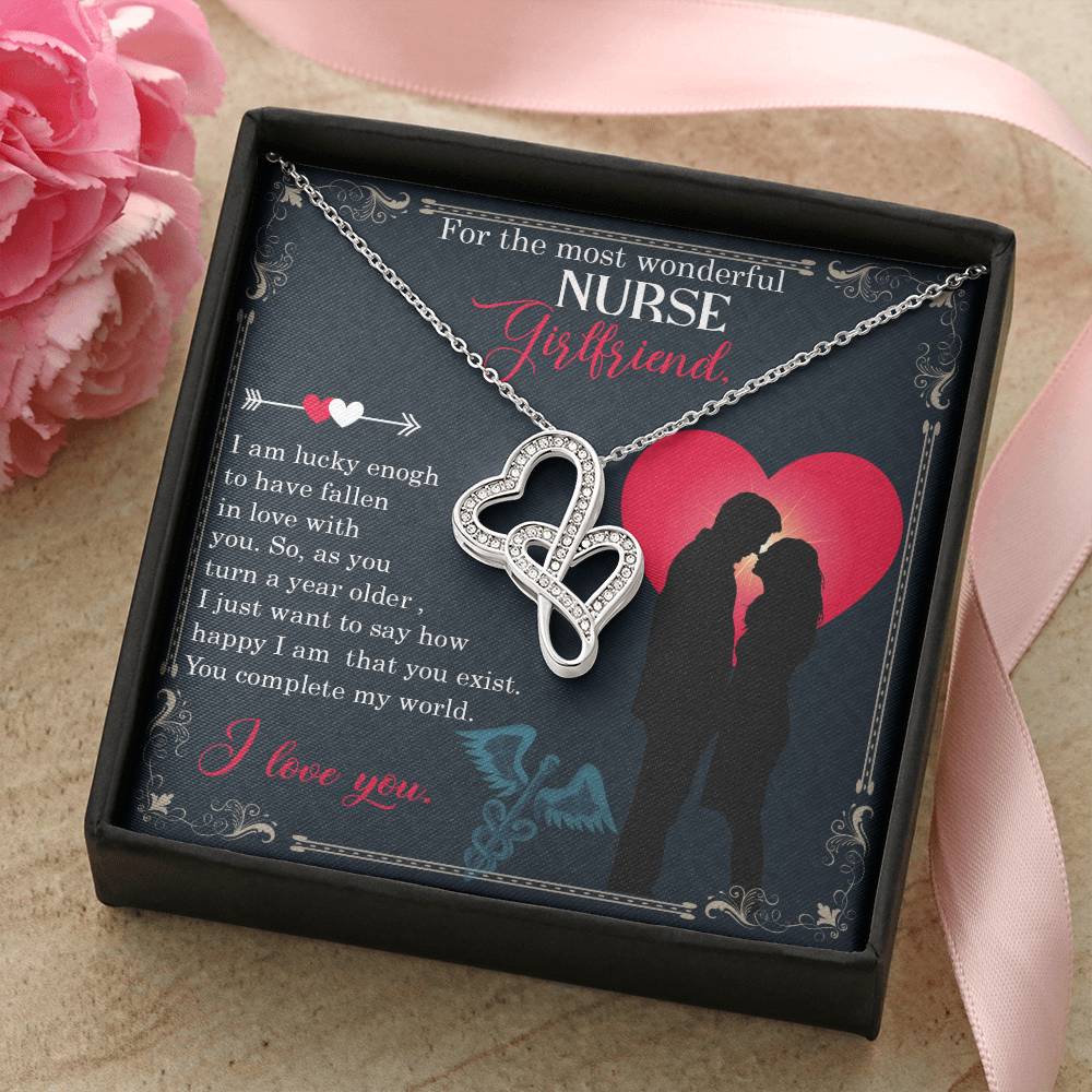 For The Most Wonderful Nurse Girlfriend - Double Hearts Necklace