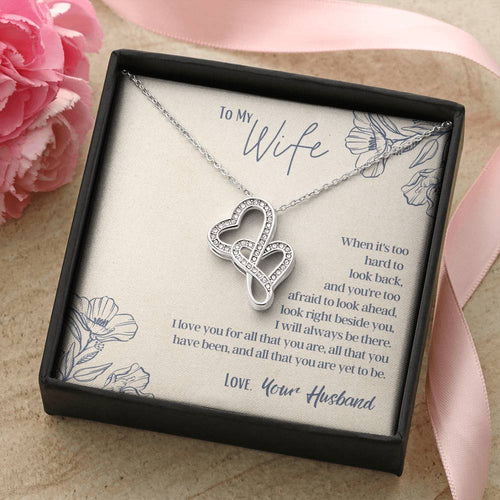 To My Wife - Beside You - Necklace Double Hearts Necklace
