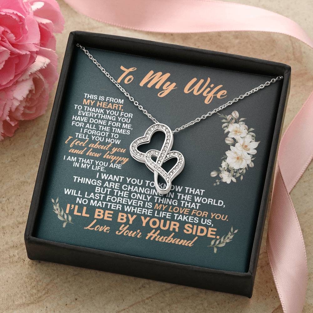 To My Wife Necklace Gift Anniversary Gift Gifts For Her Valentines Gift For Wife Birthday Gift Gift For Wife - To My W Double Hearts Necklace