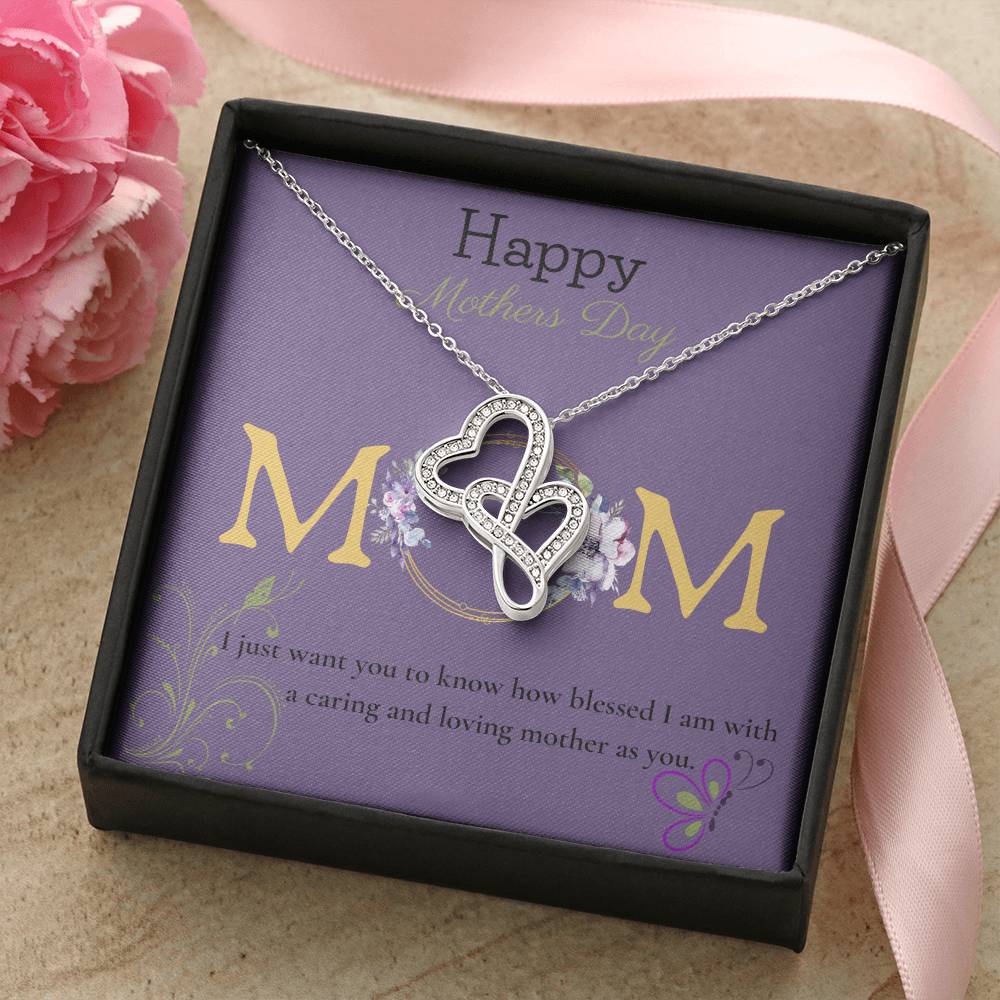 Mom ! Gift Set For Mother's Day. Double Hearts Necklace