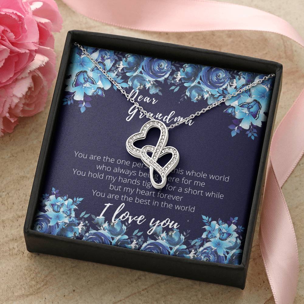 Gorgeous For Grandma Double Hearts Necklace