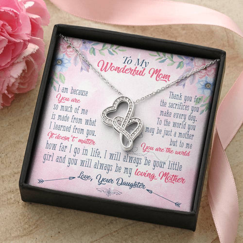 To My Wonderful Mom - Love From Daughter - Gift For Mom Double Hearts Necklace