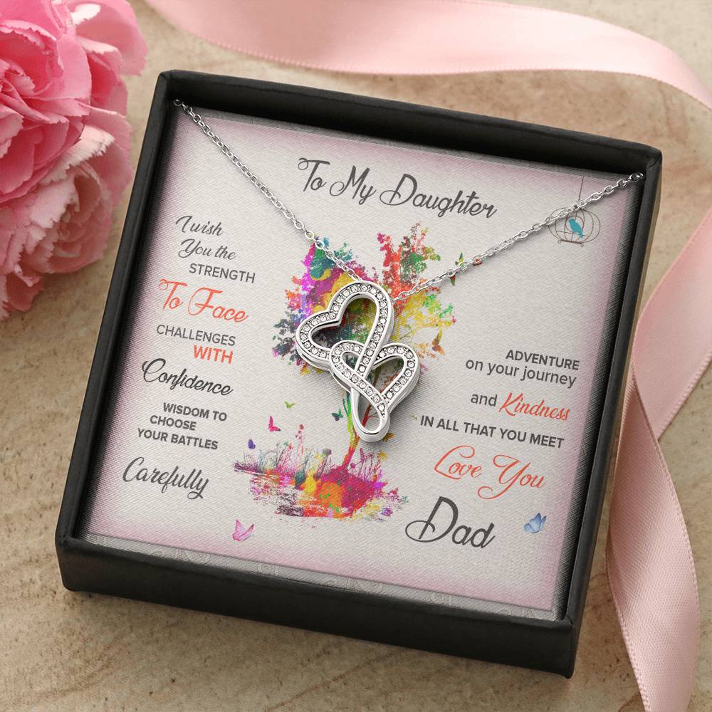 To My Daughter Never Forget I Love You Necklace - To My Daughter Necklace - Father Daughter Necklace - Father To Daugh 1 Double Hearts Necklace