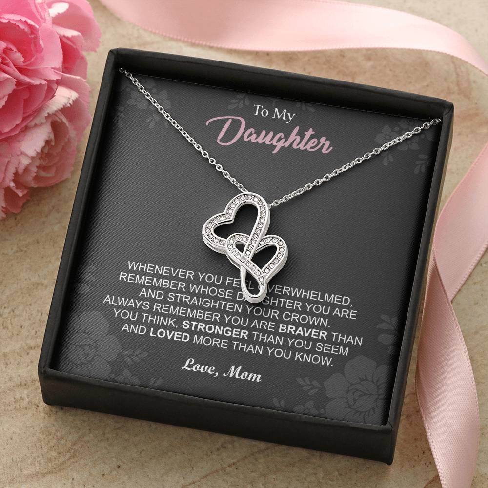 To My Daughter Necklace - Mom To Daughter Double Heart Necklace Gift - Mom And Daughter Always Remember Gift From Mom 6 Double Hearts Necklace