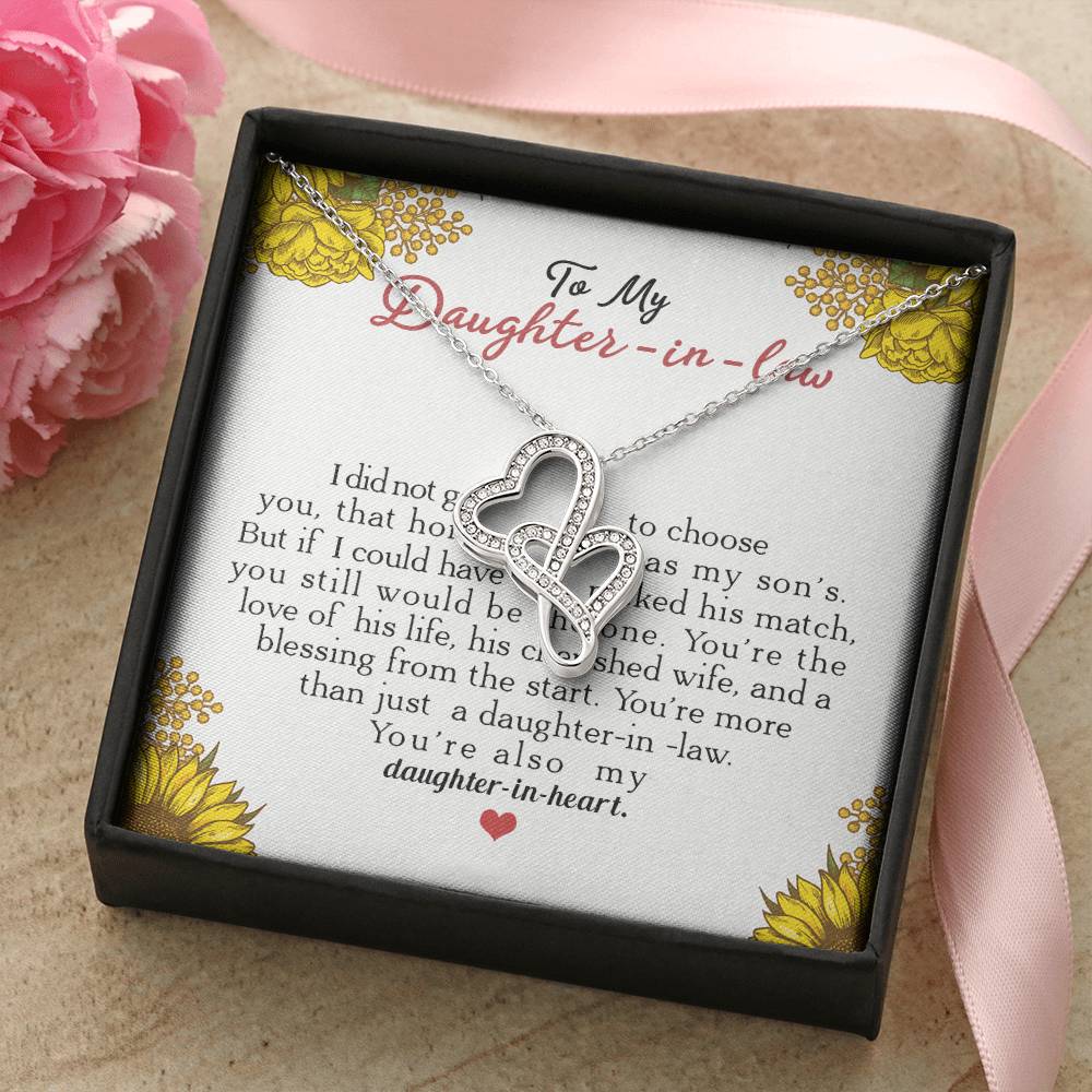 To My Daughter-In-Law You're Also My Daughter In Heart 2 Double Hearts Necklace