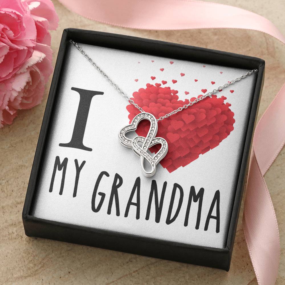 I Love My Grandma A Double Hearts Cz Necklace For Valentines Day Or Birthday Heartfelt Keepsake Gift Double Hearts Necklace