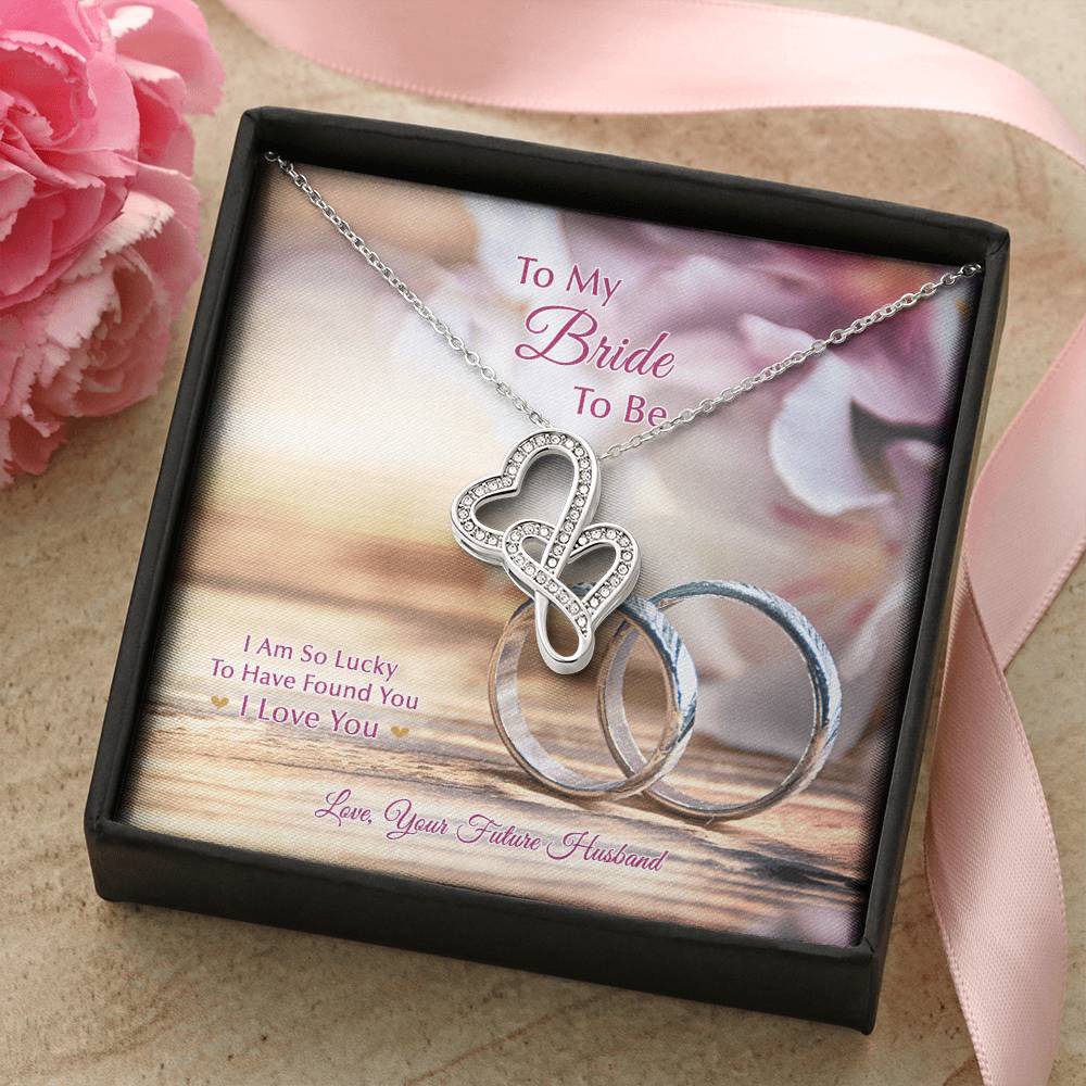 To My Bride To Be .... Double Heart Silver Rings Double Hearts Necklace