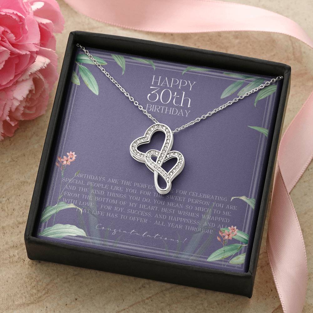 30Th Birthday Gifts For Women Necklace For Her 3 Decade Jewelry 30 Years Old 30Th Birthday Gift Necklace Jewelry Double Hearts Necklace