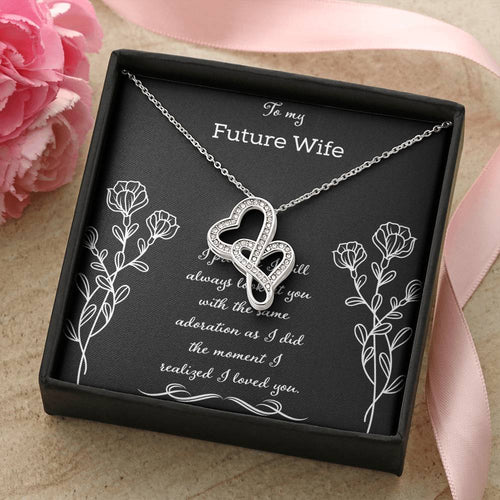 To My Future Wife I Promise I Will Always Look After You Double Hearts Necklace