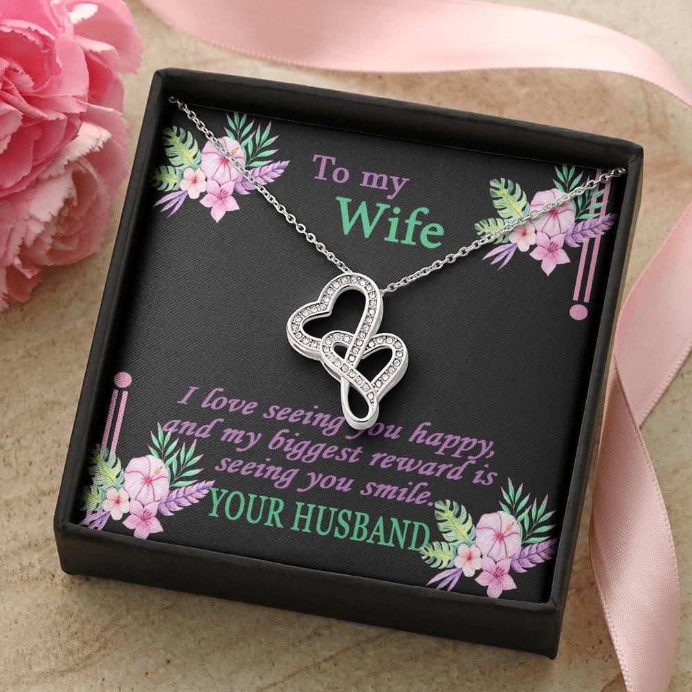 To My Wife Necklace - Anniversary Gift For Wife Birthday Gift For Wife Gift For Wife Necklace For Wife Gift For Wife B 6 Double Hearts Necklace