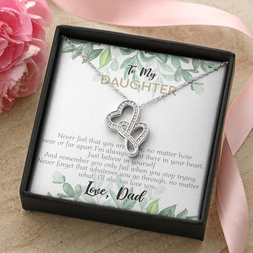 To My Daughter - 573 Jewelry Double Hearts Necklace