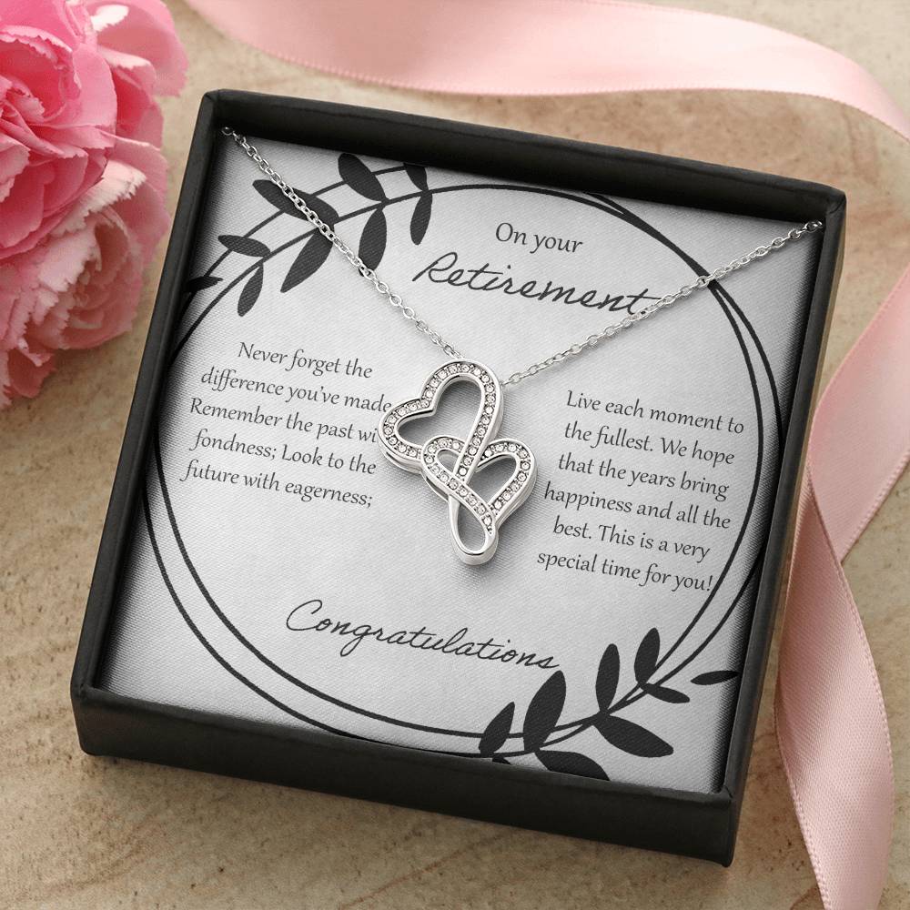 On Your Retirement Double Hearts Necklace
