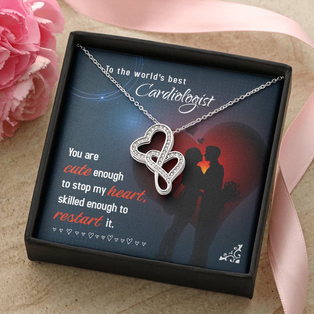 To The World's Best Cardiologist - Skilled Enough To Restart It - Double Hearts Necklace