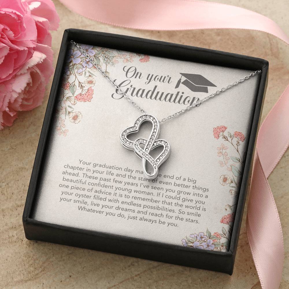 Congratulations I Am So Proud Of You Birthstone Necklace - Graduation Gift Necklace Graduation Gift For Her College Gr 1 Double Hearts Necklace