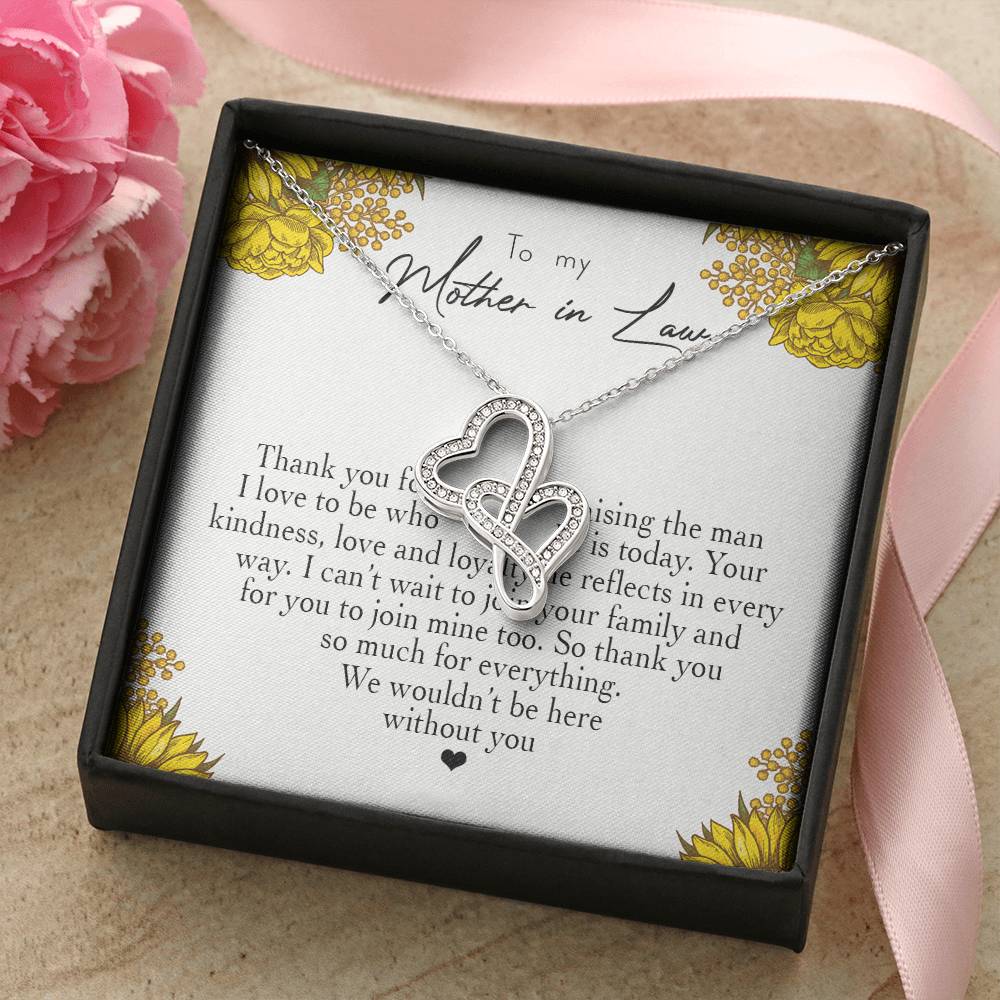To My Mother In Law Thank You For Raising The Man I Love Double Hearts Necklace
