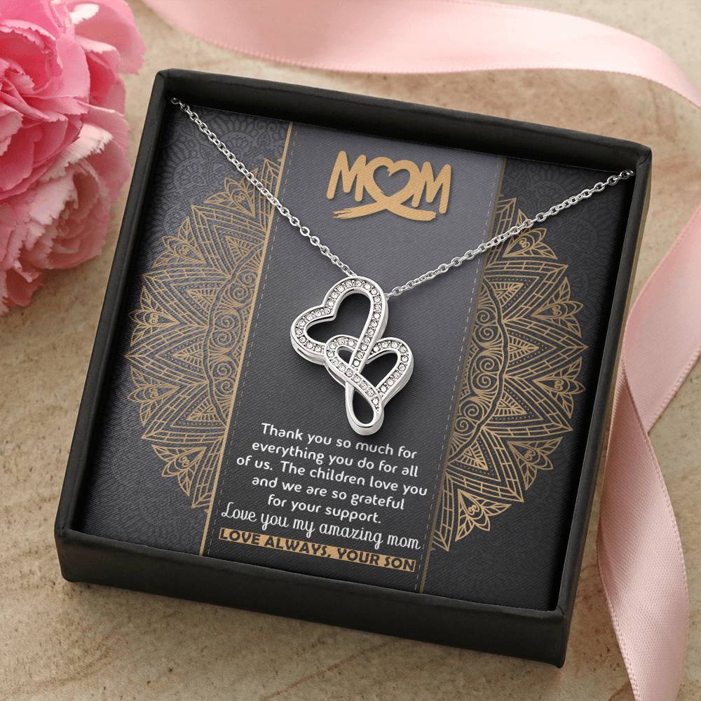 Mom Lover Gift Mom Surprise Gift Gift For Mom Happy Mothers Day Gift Mom Gift I Love You Mom Best Mom Gift Best Mom Je Double Hearts Necklace