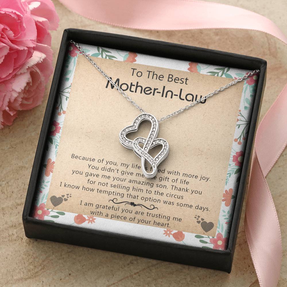 Gift For Mother-In-Law - My Life Is Filled With More Joy - Double Heart Double Hearts Necklace