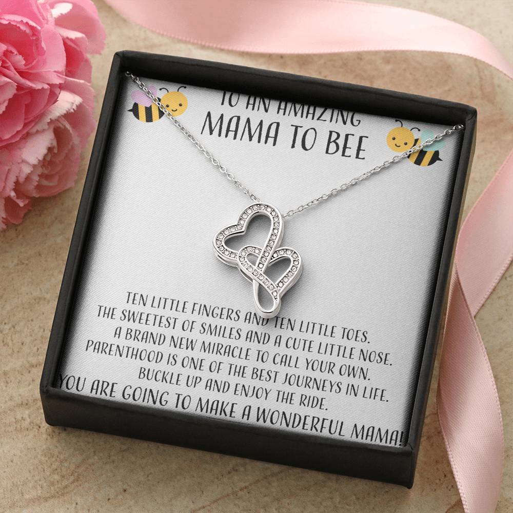 To An Amazing Mama To Bee Double Hearts Necklace