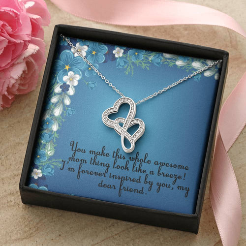 Tell Your Friend How Good Mom She Is. Double Hearts Necklace