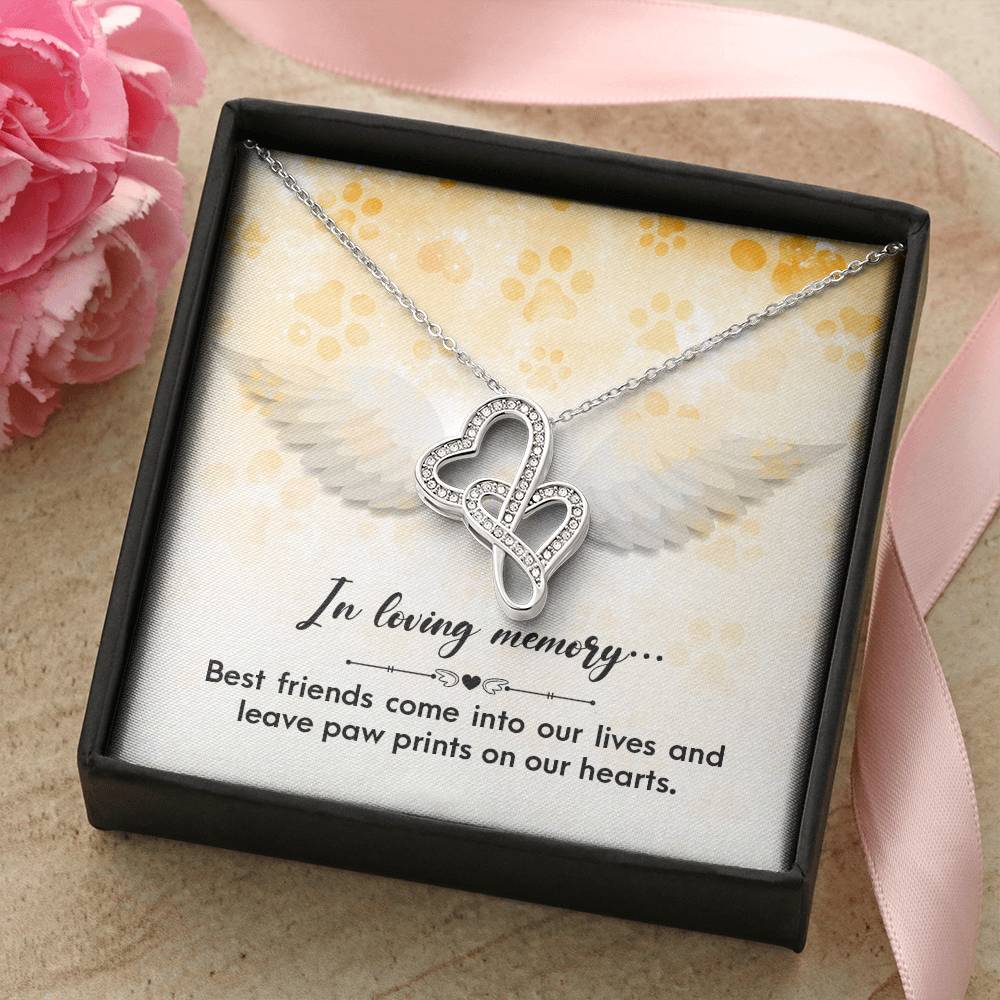 In Loving Memory - Best Friends Come Into - Double Hearts Necklace