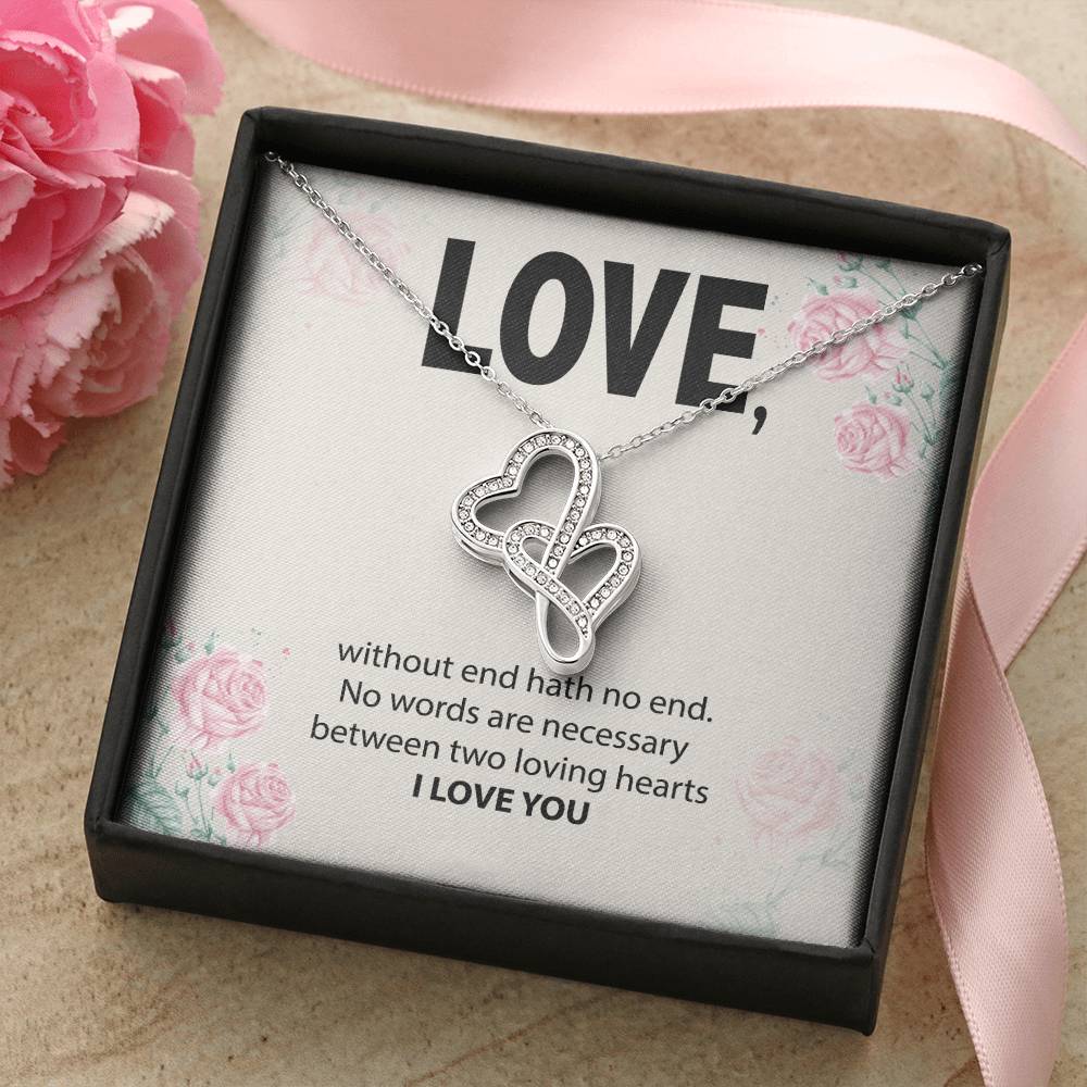 Valentine Necklace For Women Girlfriend Wife Double Hearts Necklace