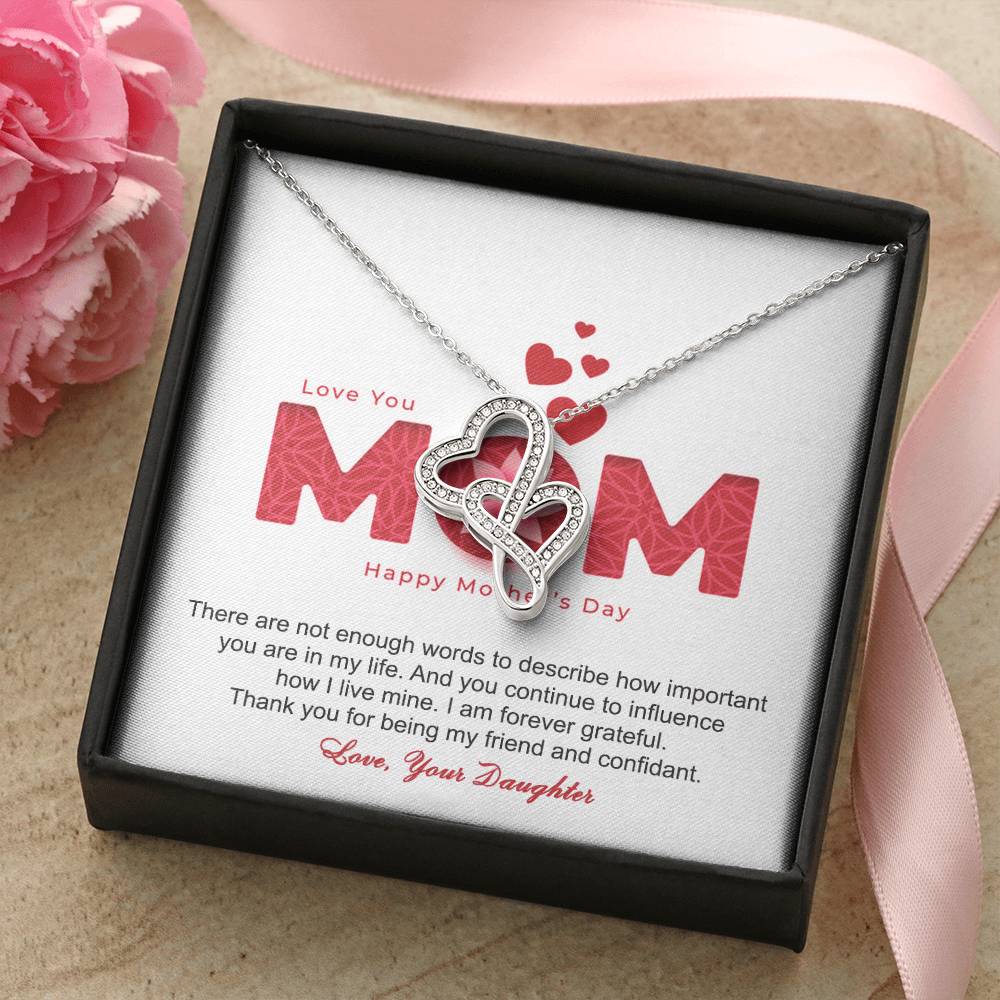 Thank You For Being My Friend And Confidant Mother - Necklace Double Hearts Necklace