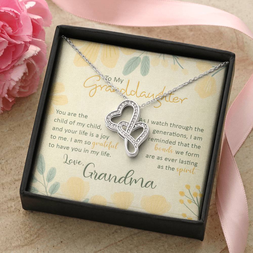 To My Granddaughter - Gift For Granddaughter - Gift From Grandma Double Hearts Necklace