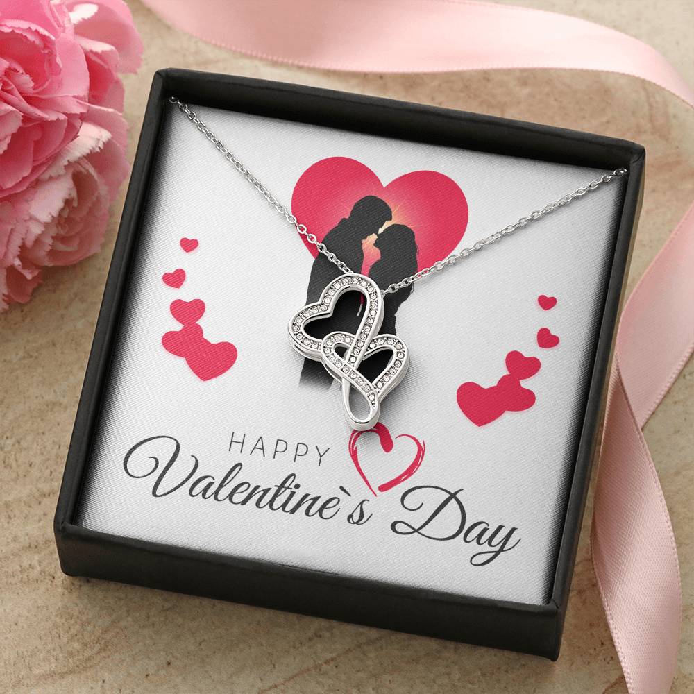 Happy Valentine's Day Necklace - Message Card - Necklaces For Women - Future Mrs. Necklace - En Double Hearts Necklace
