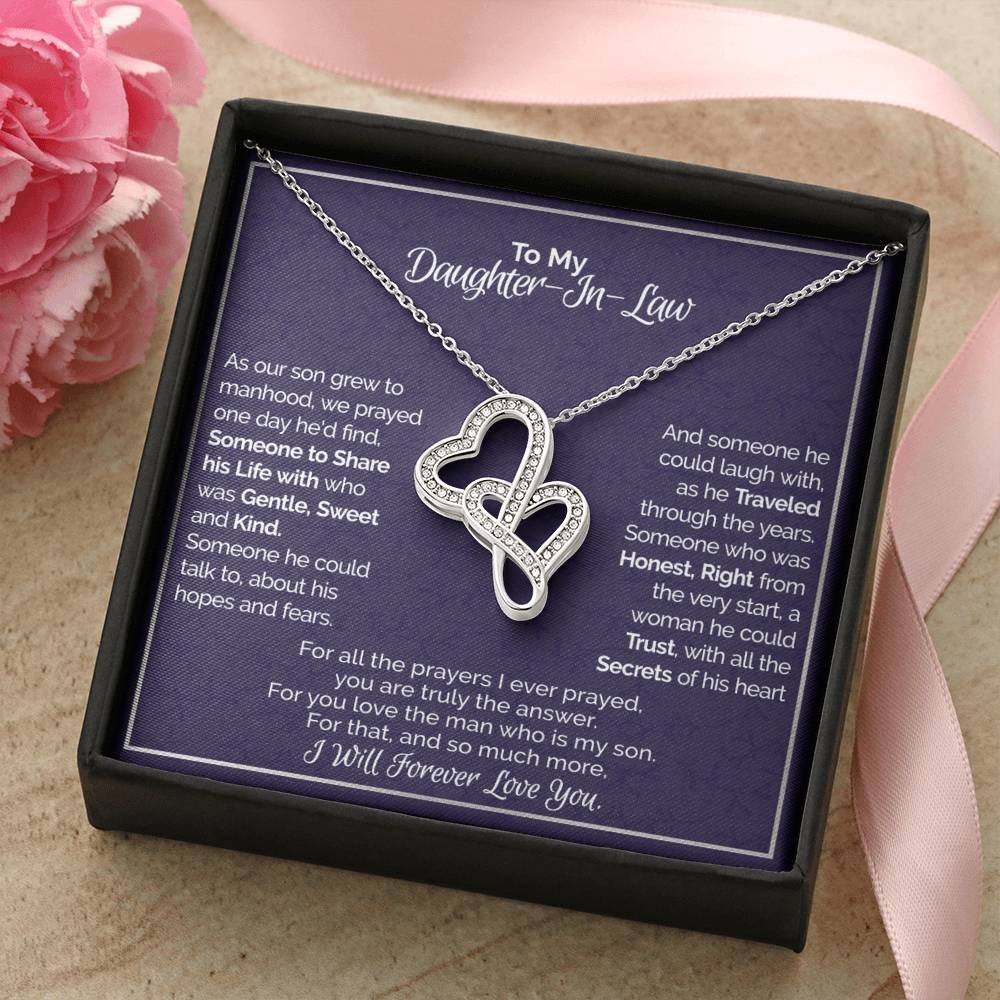 A Gift For Daughter In Law - You Are The Only Answer Double Hearts Necklace