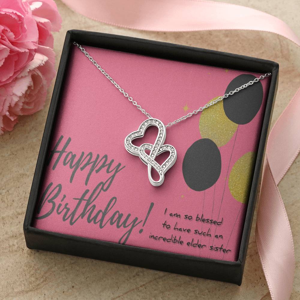 To My Sister Double Hearts Necklace