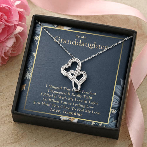 To My Granddaughter Love Grandma Double Hearts Necklace