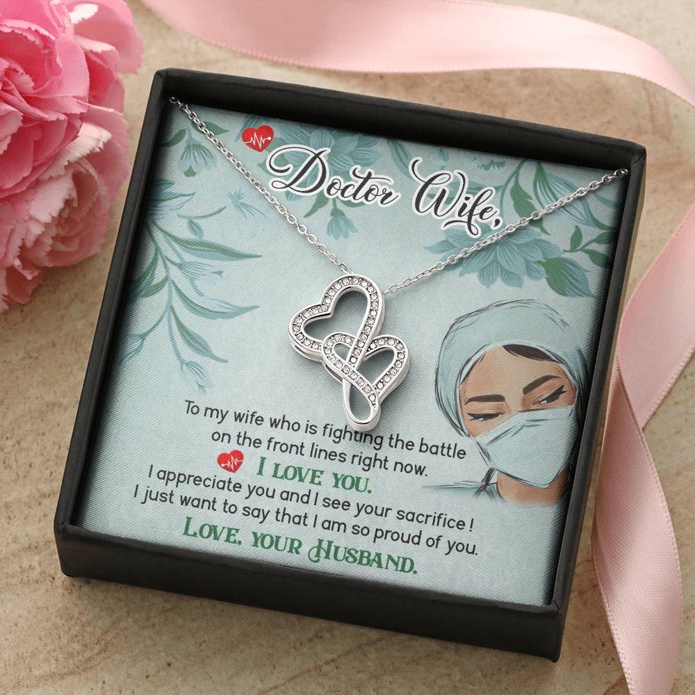 Dear Wife - I Appreciate You And I See Your Sacrifice - Double Hearts Necklace