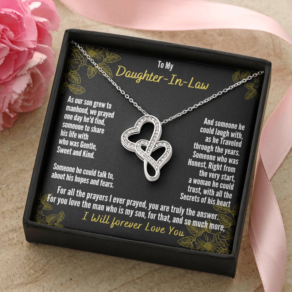 A Gift For Daughter In Law - You Are Truly The Answer 2 Double Hearts Necklace