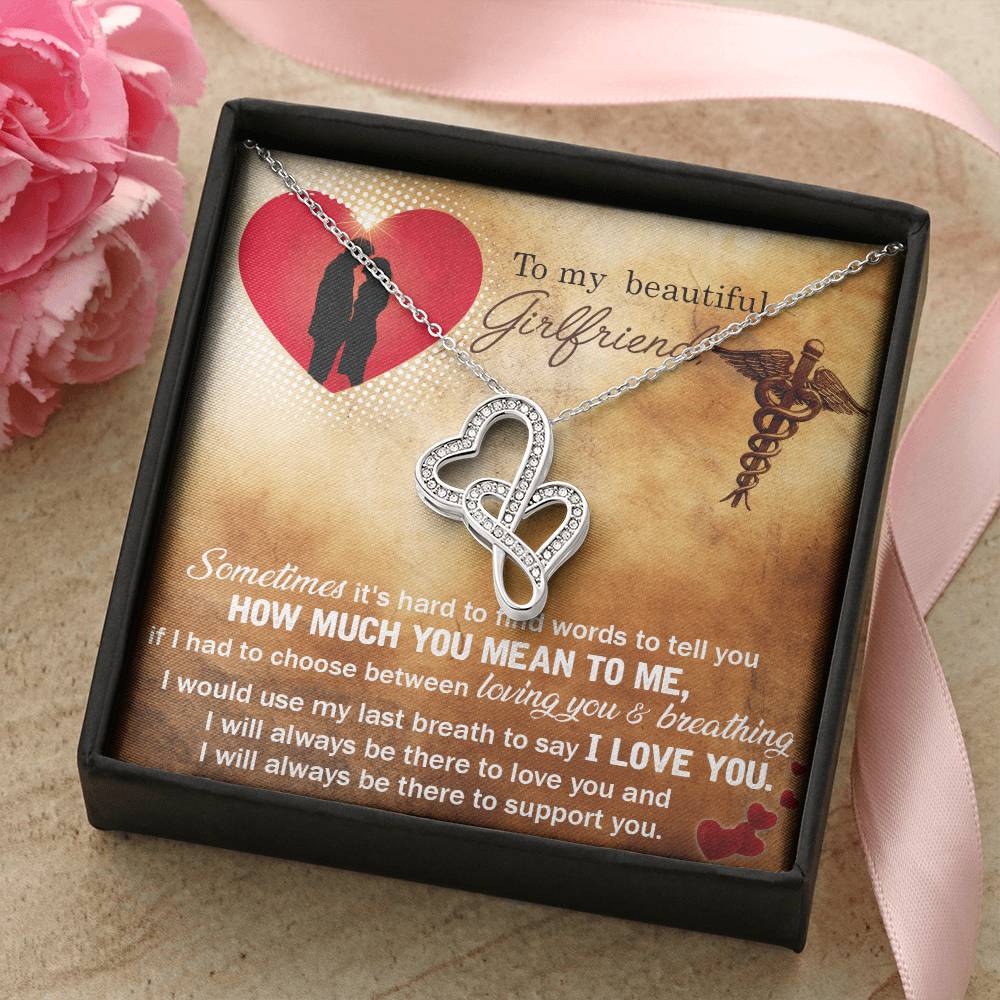 Nurse Girlfriend Necklace Christmas Necklace For Nurse Girlfriend Birthday Gift Anniversary Gifts For Nurse Girlfriend Double Hearts Necklace