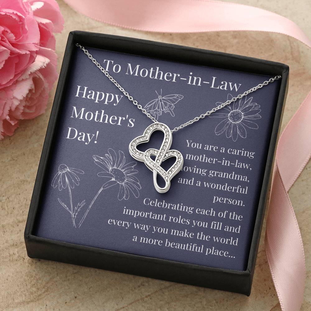 Mother-In-Law Mother's Day Double Hearts Necklace