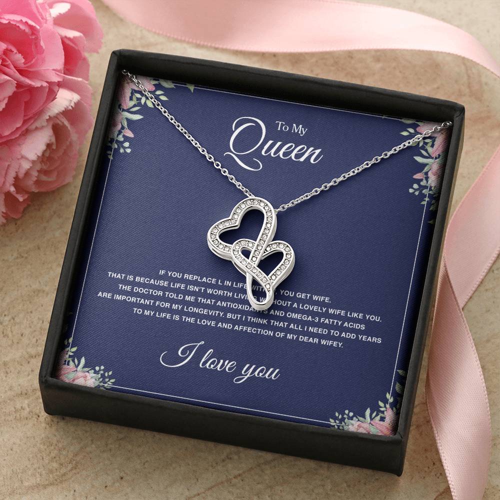 To My Queen Double Hearts Necklace