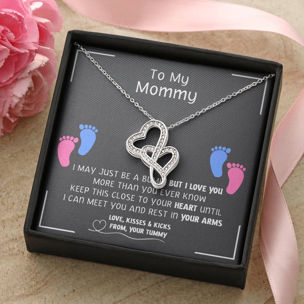 New Mommy Necklace New Mom Gift Mom To Be Baby Shower Gift First Time Mom Pregnancy Gift Gender Reveal Ideas New Mommy Double Hearts Necklace