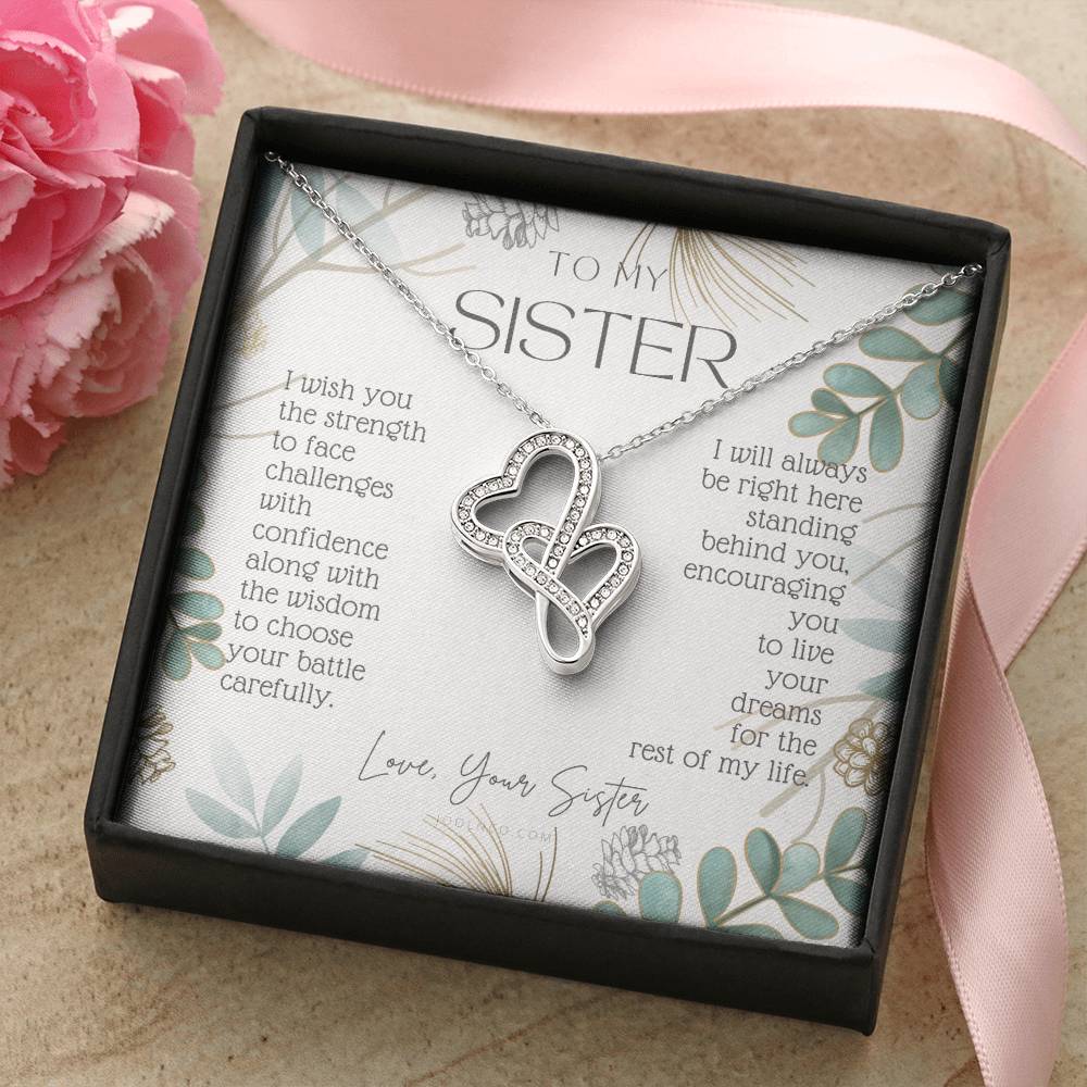 To My Sister Live Your Dreams Gift For Sister From Sister Sister Birthday Graduation Christmas Present Double Hearts Necklace