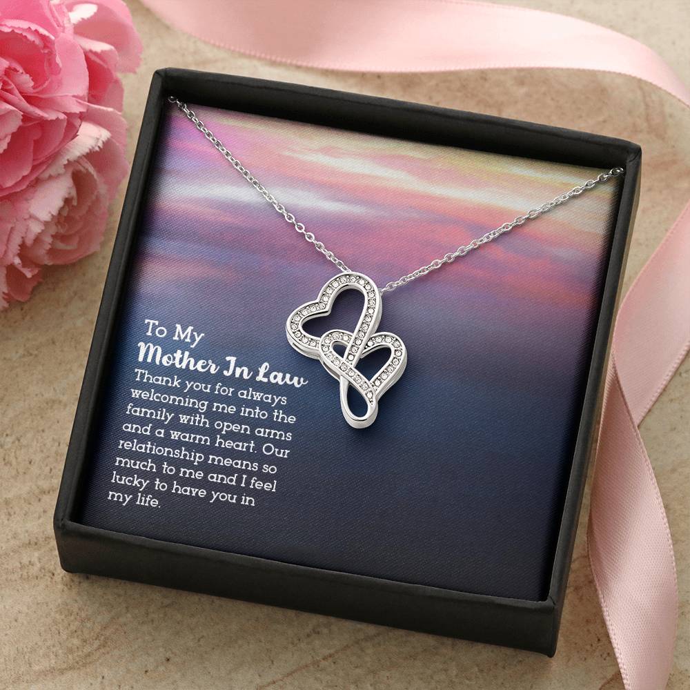 To My Mother-In-Law - Double Hearts Necklace