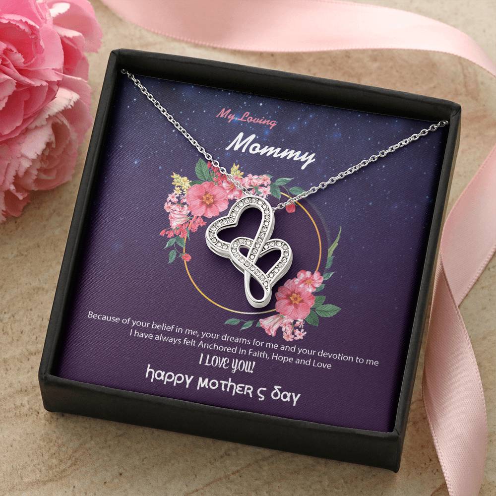 To My Mom 2 Double Hearts Necklace