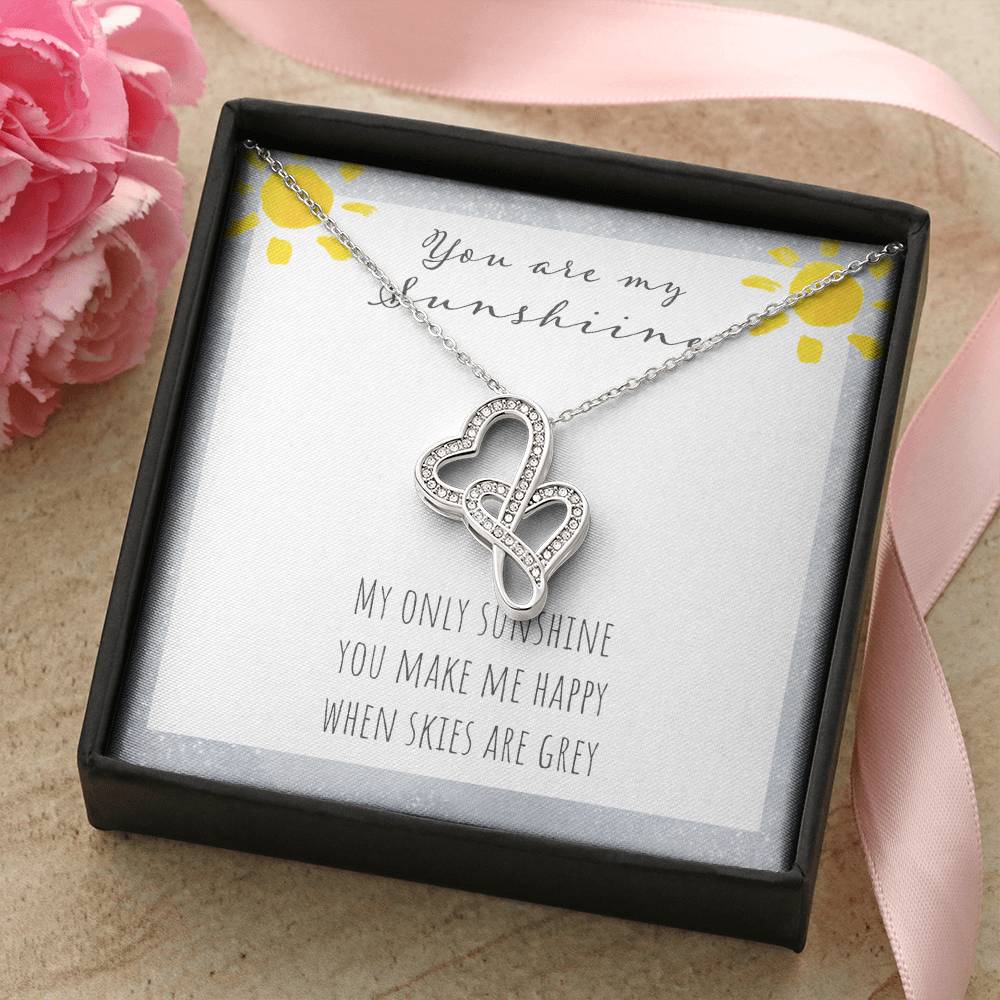 You Are My Sunshine Double Hearts Necklace