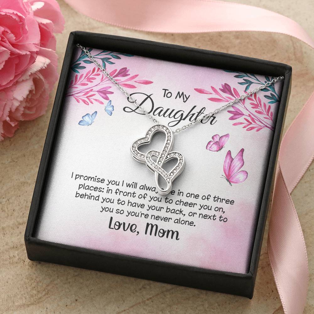 To My Daughter I Promise You Double Hearts Necklace