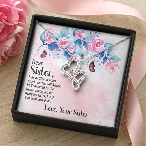 Dear Sister - Love Your Sister - Double Hearts Necklace