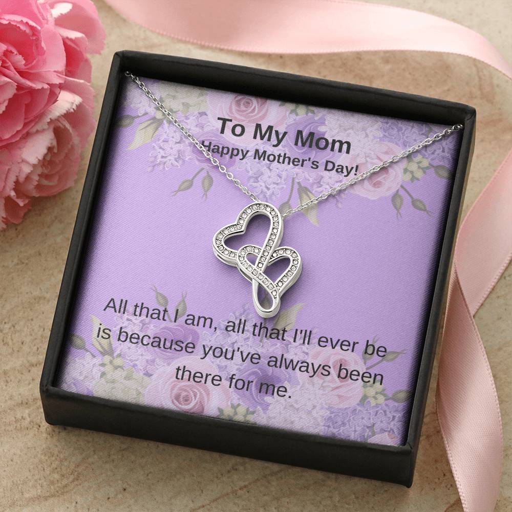 To My Mom Roses Double Hearts Necklace