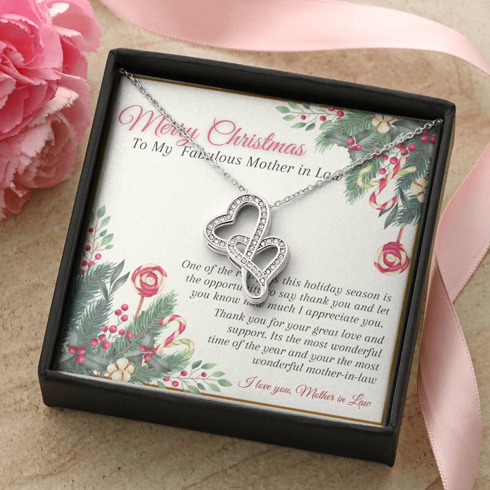 Mother In Law Christmas Gift Double Hearts Necklace