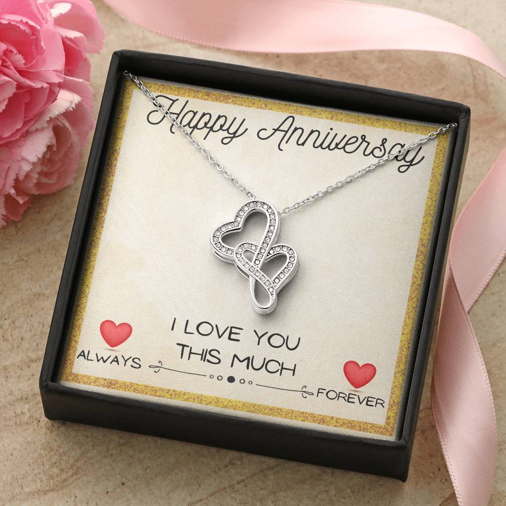 I Love You Always & Forever - Anniversary Gift Gift For Girlfriend Gift For Wife Double Hearts Necklace